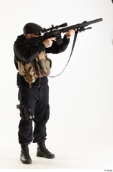 Whole Body Weapons-Rifle Man Pose with machine rifle White Army Athletic Bearded Studio photo references